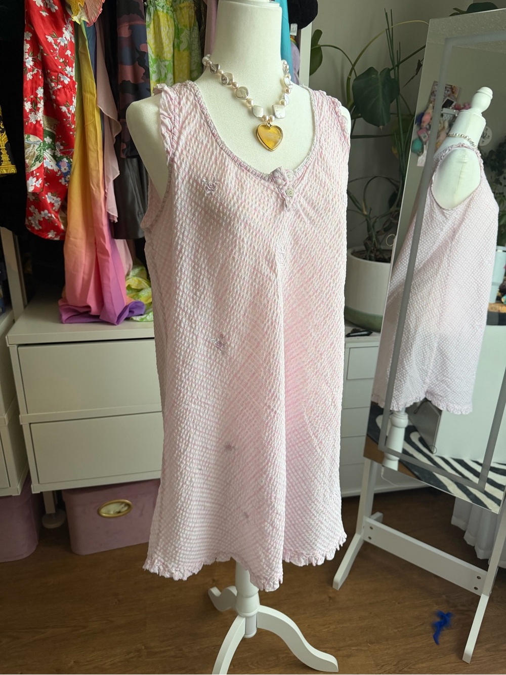 Miss Elaine Light Pink Sleeveless Cotton Nightdress